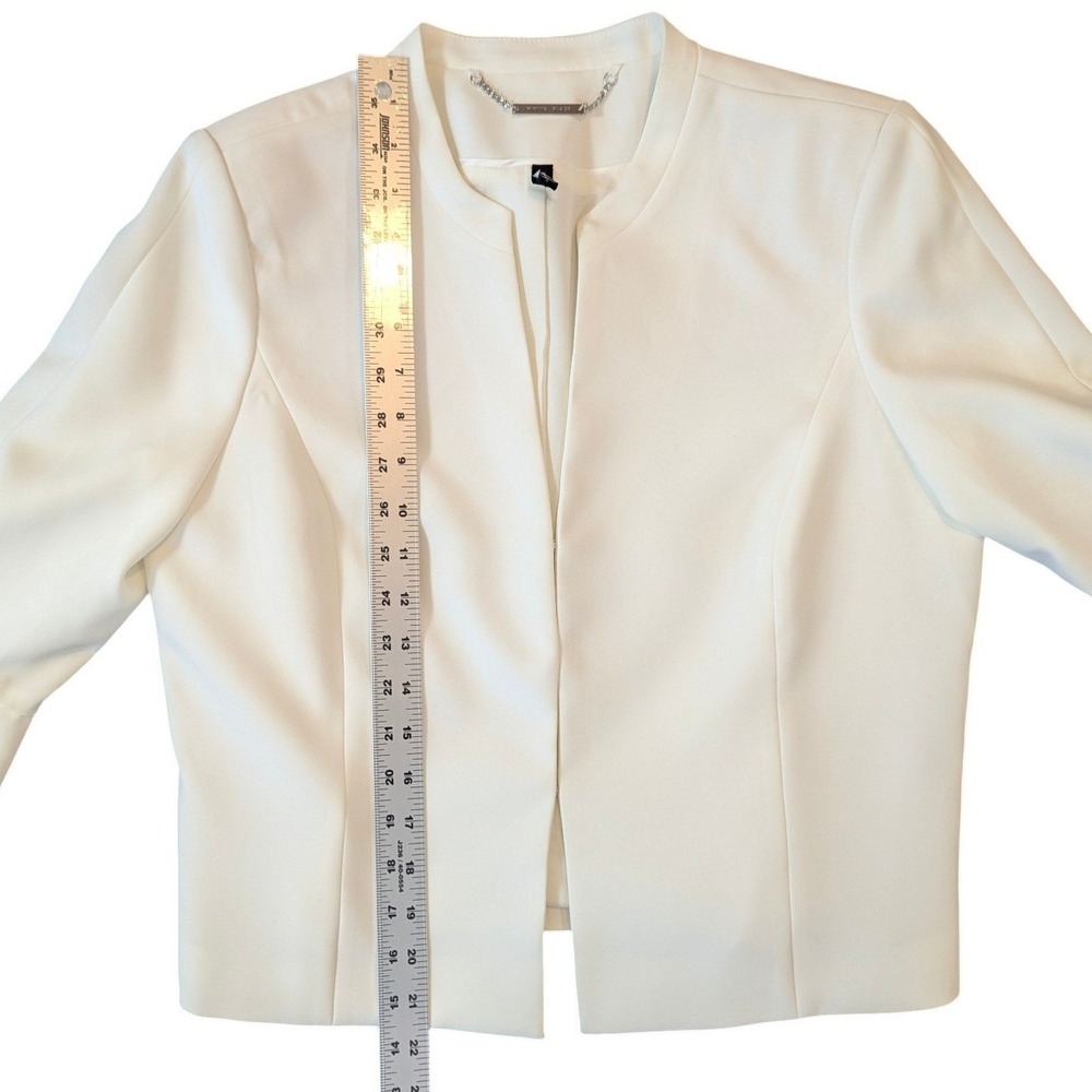 White House Black Market White Bell Sleeve Open Front Blazer Jacket Size 8 - Picture 10 of 14